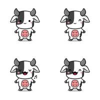 ilustração vetorial de adesivo emoji de vaca kawaii vetor