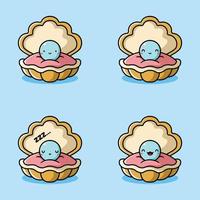 ilustração vetorial de emoji de concha do mar kawaii vetor