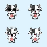 ilustração vetorial de adesivo emoji de vaca kawaii vetor