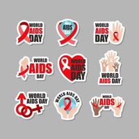 coleção de adesivos de suporte ao sobrevivente do dia mundial da aids vetor