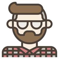 hipster homem avatar óculos barba pêlos faciais ícone de clip art vetor