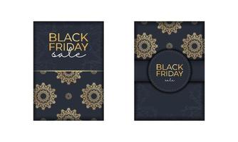 venda de banner sexta-feira negra azul escuro com ornamento dourado antigo vetor