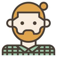 homem coque hipster pêlos faciais barba xadrez ícone de clip art vetor