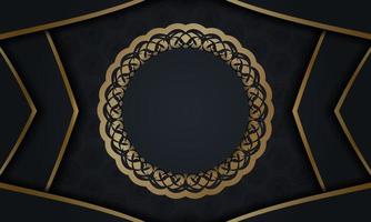 banner preto com ornamentos de ouro antigo e lugar para o seu texto vetor