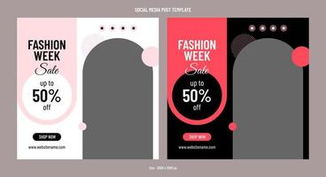 modelo de banner de mídia social de venda de semana de moda vetor
