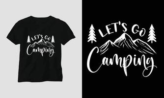 camping svg design com acampamento, barraca, montanha, jangle, árvore, fita, silhueta de caminhada vetor