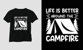 camping svg design com acampamento, barraca, montanha, jangle, árvore, fita, silhueta de caminhada vetor