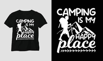 camping svg design com acampamento, barraca, montanha, jangle, árvore, fita, silhueta de caminhada vetor