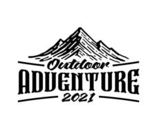 design de logotipo vintage de montanha e aventura ao ar livre vetor