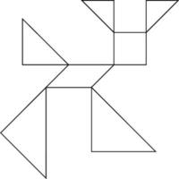 tangram de coelho estilizado, ilustração vintage. vetor