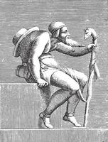 homem com uma corcunda, adamo scultori, depois de michelangelo, 1585, ilustração vintage. vetor