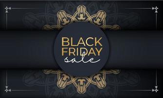 venda de cartaz de venda de sexta-feira negra azul escuro com padrão de ouro luxuoso vetor