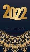 2022 brochura feliz ano novo cor preta com ornamento de ouro abstrato vetor