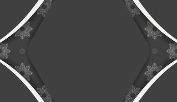 banner preto com ornamento branco abstrato e lugar para texto vetor