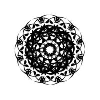 mandala redonda. padrão oriental preto e branco. motivo étnico. coloração. modelo de tatuagem, ornamento de henna. vetor psicodélico.