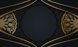 banner preto com ornamento de ouro vintage e lugar para o seu texto vetor