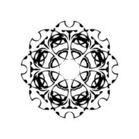 mandala redonda. padrão oriental preto e branco. motivo étnico. coloração. modelo de tatuagem, ornamento de henna. vetor psicodélico.