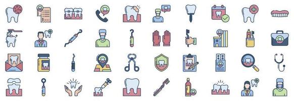 coleção de ícones relacionados à saúde bucal, incluindo ícones como bactérias, conta, aparelho, chamada e muito mais. ilustrações vetoriais, conjunto perfeito de pixels vetor