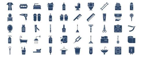 coleção de ícones relacionados a acessórios de banheiro e toalete, incluindo ícones como nn e muito mais. ilustrações vetoriais, conjunto perfeito de pixels vetor