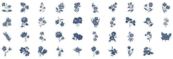 coleção de ícones relacionados a flores, incluindo ícones como fúcsia, margarida, girassol e muito mais. ilustrações vetoriais, conjunto perfeito de pixels vetor