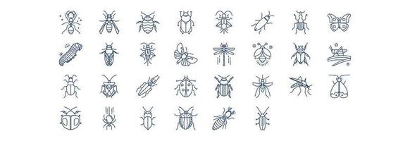 coleção de ícones relacionados a insetos e insetos, incluindo ícones como formiga, besouro, boxelder e muito mais. ilustrações vetoriais, conjunto perfeito de pixels vetor
