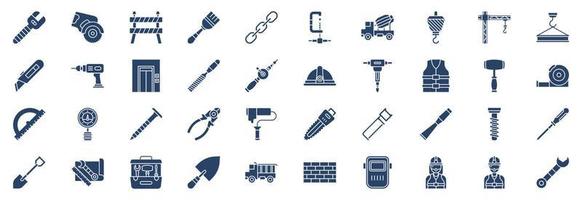 coleção de ícones relacionados a ferramentas de construção, incluindo ícones como chave inglesa, barreira, corrente e muito mais. ilustrações vetoriais, conjunto perfeito de pixels vetor