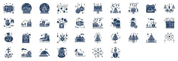 coleção de ícones relacionados ao natal, incluindo ícones como bíblia, bolas de natal, presente e muito mais. ilustrações vetoriais, conjunto perfeito de pixels vetor