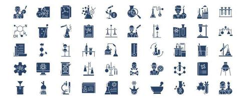 coleção de ícones relacionados à química e experimentos, incluindo ícones como químico, bioquímica, química e muito mais. ilustrações vetoriais, conjunto perfeito de pixels vetor