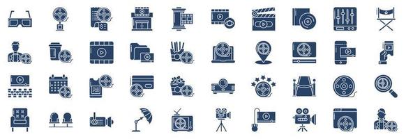 coleção de ícones relacionados ao cinema e cinema, incluindo ícones como prêmio, diretor, filme e muito mais. ilustrações vetoriais, conjunto perfeito de pixels vetor