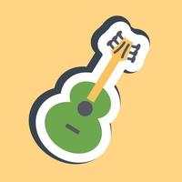 guitarra de adesivo. dia dos elementos de celebração mortos. bom para impressões, cartazes, logotipo, decoração de festa, cartão de felicitações, etc. vetor