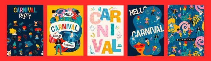 conjunto de designs de cartaz de carnaval vetor