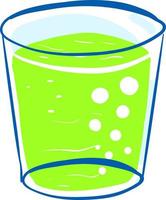 suco verde em vidro, ilustração, vetor em fundo branco.