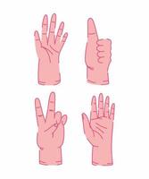 mãos humanas vermelhas ícones diferentes de gestos isolados