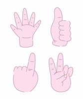 ícones isolados de gestos diferentes de mãos humanas rosa vetor
