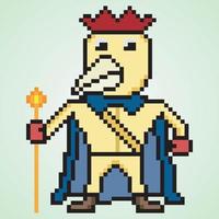 personagem de ilustração de rei galo de pixel art vetor