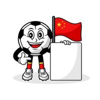 mascote cartoon futebol china bandeira com banner vetor