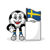 mascote cartoon futebol bandeira da suécia com banner vetor