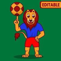 ilustração vetorial de leão, leão jogando futebol, vetor
