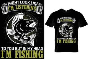 vetor de pesca e camiseta tipografia