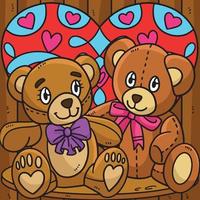 dois ursinhos apaixonados desenhos animados coloridos vetor
