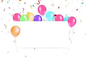 ilustração de um banner com balões. festa e celebração ou ilustração vetorial de feriados. balões placa livre e ilustração vetorial de confete. vetor