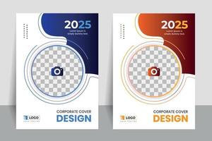 design de capa para empresa corporativa, folheto, livreto, criativo, exclusivo, revista, flyer, dois novos conceitos com combinação de cores. vetor