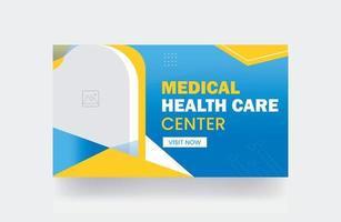 miniatura médica da capa de banner de saúde miniatura de vídeo e banner da web para modelo de miniatura de mídia social de negócios de clínica hospitalar vetor