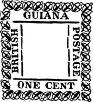 selo de um centavo da guiana britânica, 1862, ilustração vintage vetor