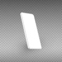 maquete de smartphone branco realista de perspectiva com tela em branco, isolada no fundo branco. ilustração vetorial. para impressão e maquete de elemento web, jogo e aplicativo. vetor