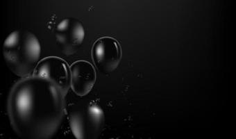 balões pretos isolados em fundo escuro. balões pretos realistas de vetor. fundo escuro de festa e celebração. aniversário e feriados. vetor