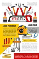 cartaz de vetor de ferramentas de trabalho para design de reparo de casa