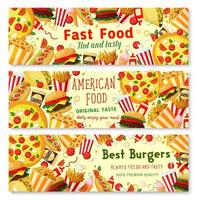 vetor banners de restaurante de hambúrgueres de fast food