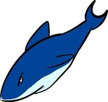 tubarão azul com raiva, ilustração, vetor em fundo branco.