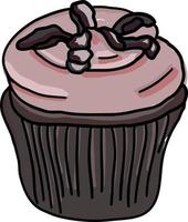 cupcake marrom, ilustração, vetor em fundo branco.